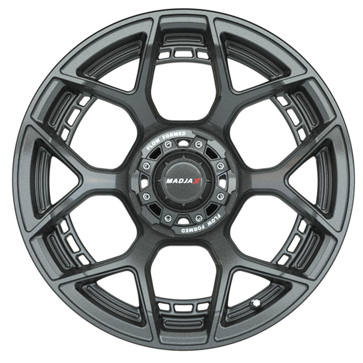 Set of (4) 15" Inch MadJax Flow Form Evolution Gunmetal Wheels with GTW Fusion