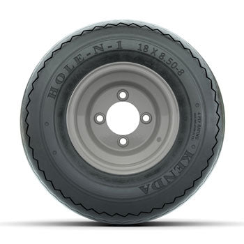 Gray Steel 8 in Wheels with 18 in Kenda Hole-N-1 Tires - Set of 4