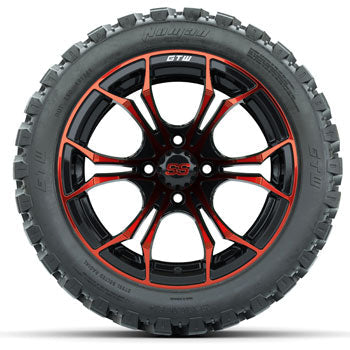 GTW Red/Black Spyder 14 in Wheels with 23x10-14 Nomad All-Terrain Tires - Set