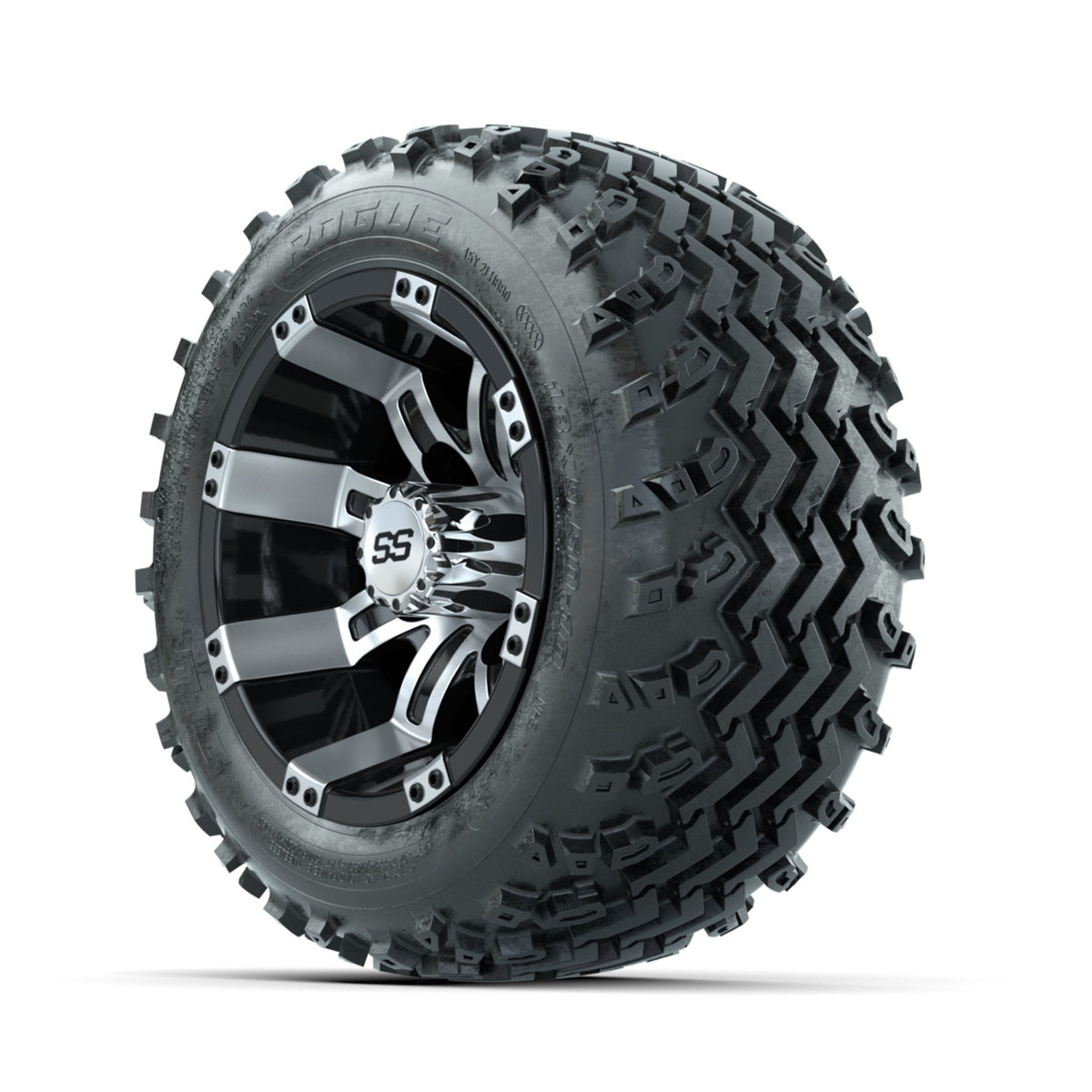 GTW Tempest Machined/Black 10 in Wheels with 18x9.50-10 Rogue All Terrain Tires