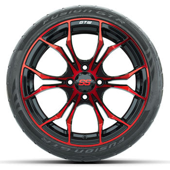 GTW Spyder Black/Red 15 in Wheels with Fusion GTR Lo-Pro Street Tires - Set of 4