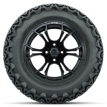 Set of 4 - 14 in GTW Matte Black Spyder Wheels with 23x10-14 GTW Predator