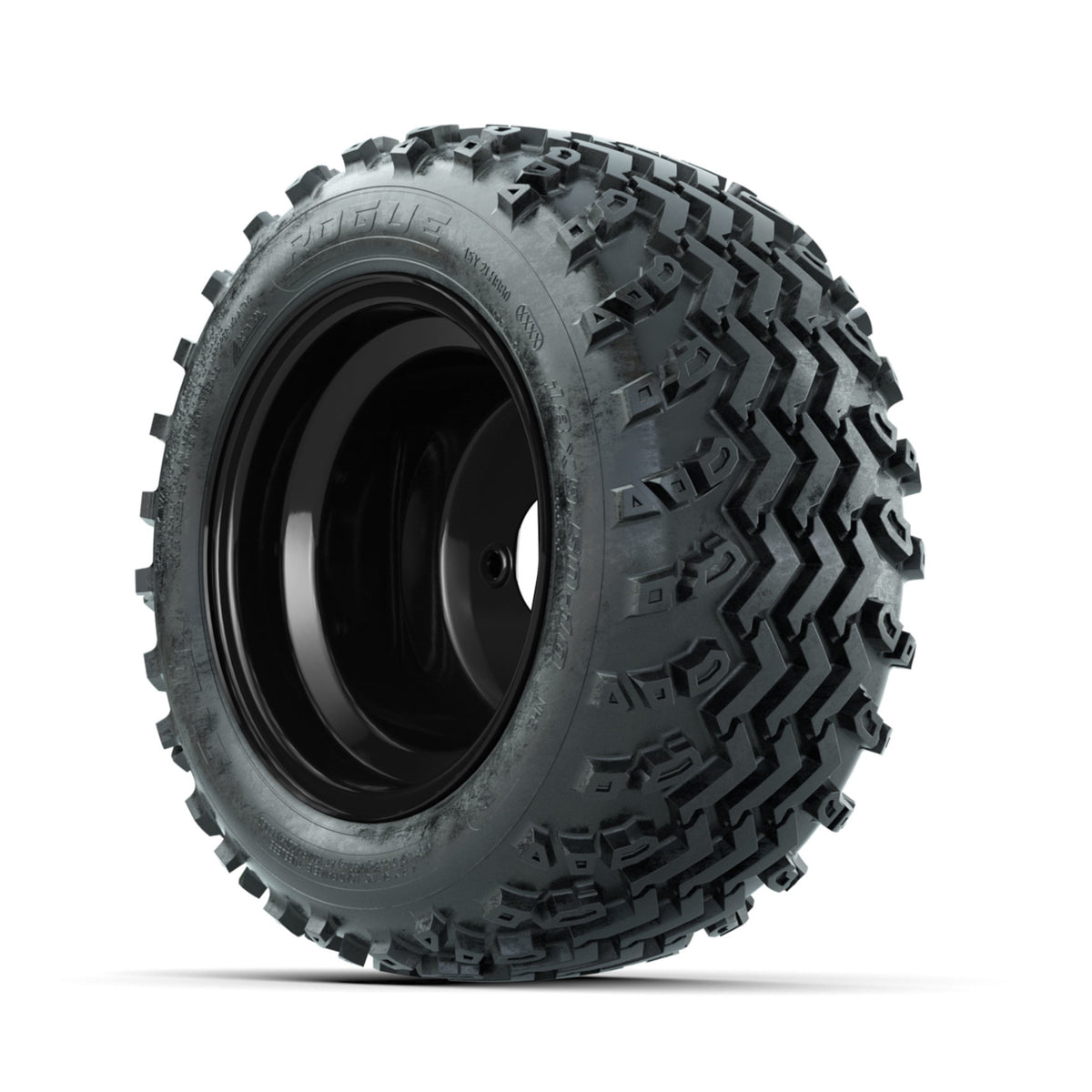 GTW Steel Matte Black 3:5 Offset 10 in Wheels with 18x9.50-10 Rogue All Terrain