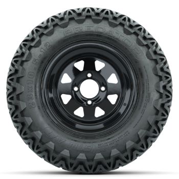 Black Steel 12 in Wheels with 23x10.5-12 GTW Predator All-Terrain Tires - Set