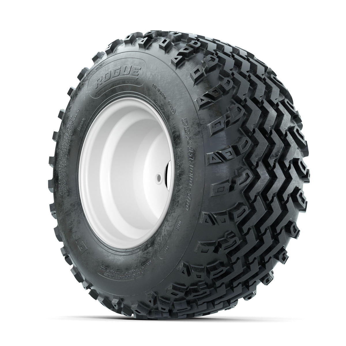 GTW Steel White 3:5 Offset 10 in Wheels with 22x11.00-10 Rogue All Terrain