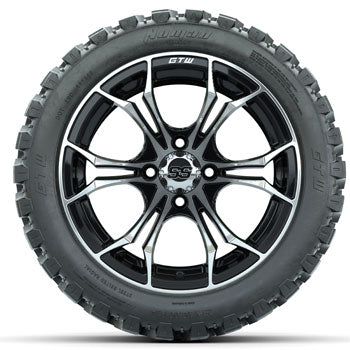 GTW Machined/Black Spyder 14 in Wheels with 23x10-14 Nomad All-Terrain Tires
