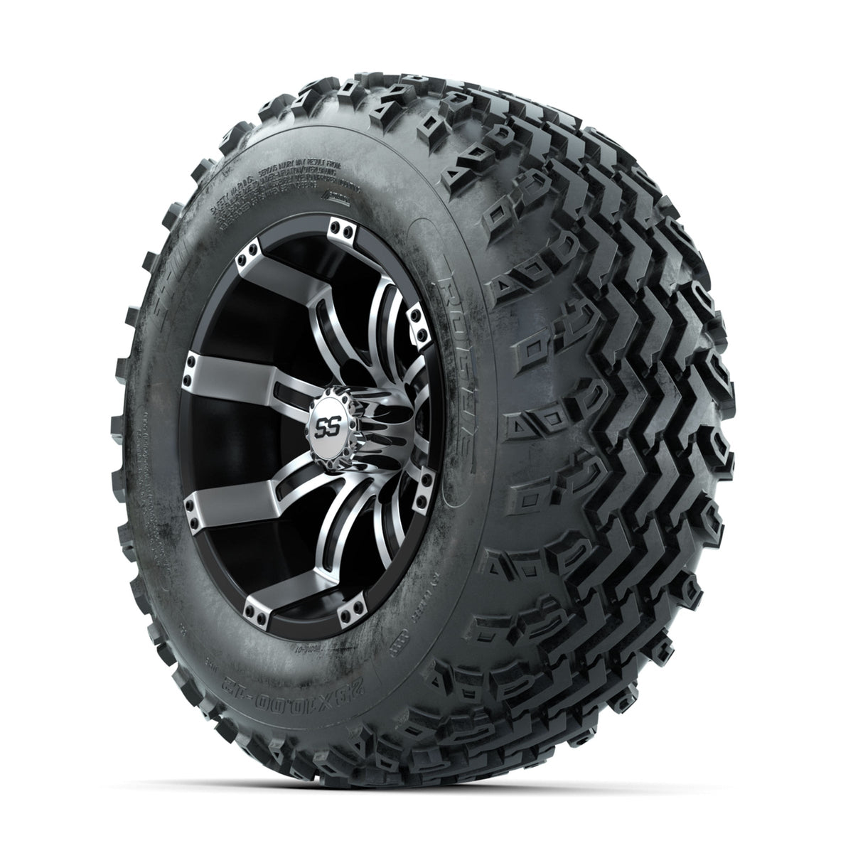 GTW Tempest Machined/Black 12 in Wheels with 23x10.00-12 Rogue All Terrain