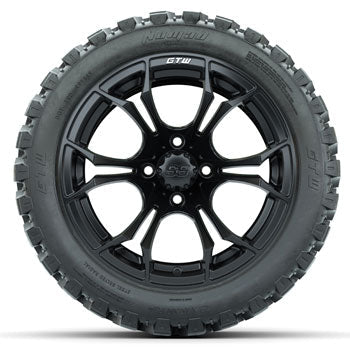 GTW Matte Black Spyder 14 in Wheels with 23x10-14 Nomad All-Terrain Tires - Set
