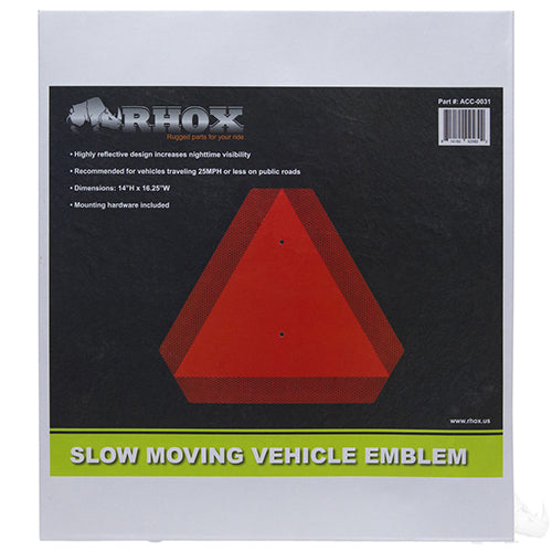 Golf Cart Aluminum Slow Moving Vehicle Sign - Reflective Triangle