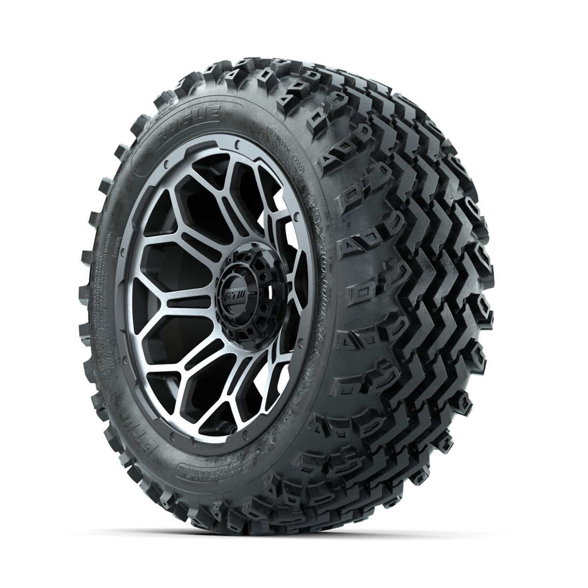 GTW Bravo Machined/Matte Grey 14 in Wheels with 23x10.00-14 Rogue All Terrain