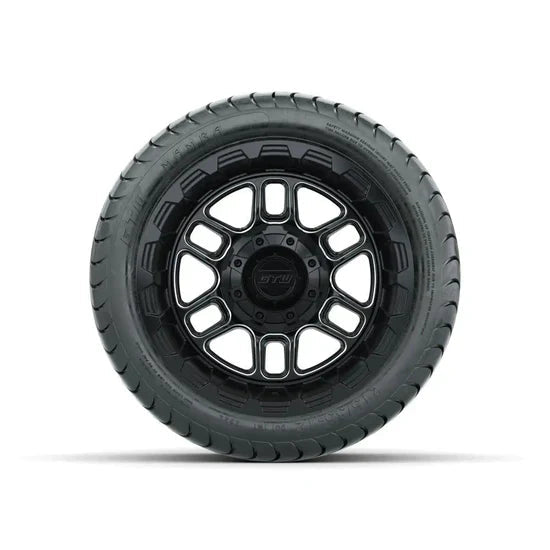 Set of (4) 12 in GTW® Titan Machined & Black Wheels with 215/35-12 Mamba