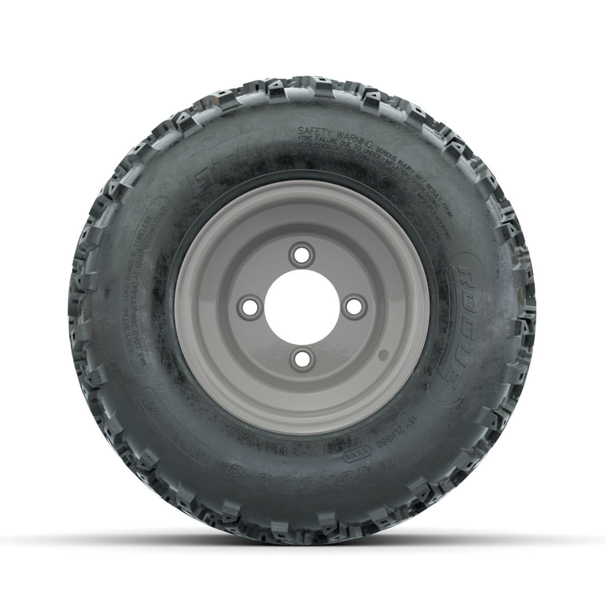 GTW Steel Club Car Grey Centered 8 in Wheels with 18x9.50-8 Rogue All Terrain