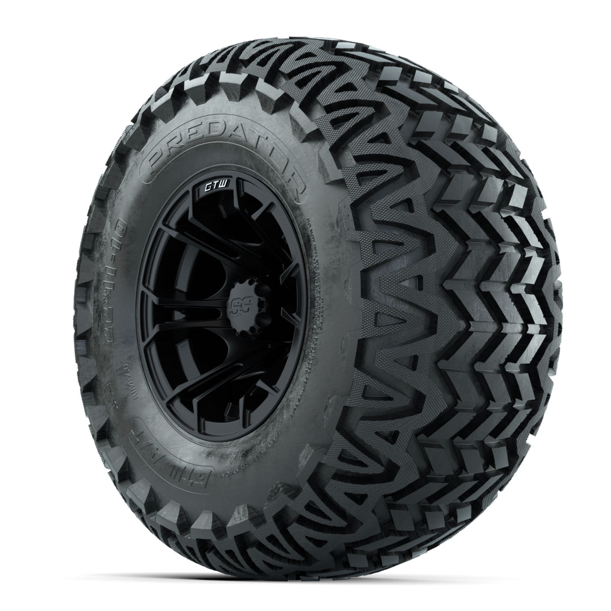 GTW Spyder Matte Black 10 in Wheels with 22x11-10 Predator All Terrain Tires
