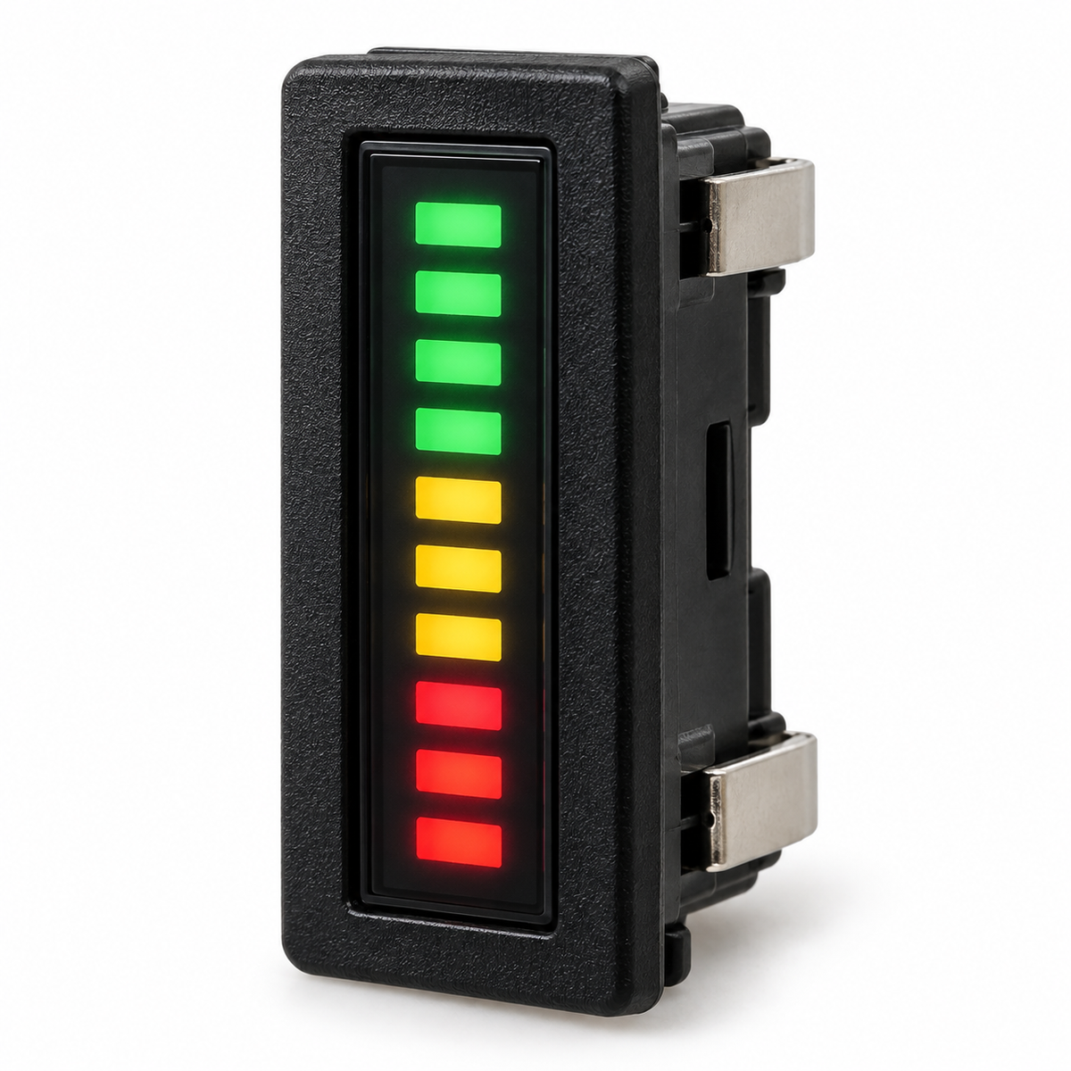 Illustrative AI rendering only: vertical 36V 10-bar battery charge indicator, SKU 301. Not an exact Curtis manufacturer photograph.