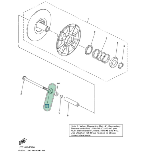 Yamaha Driven Clutch Mounting Bolt Washer (Models G29/Drive)