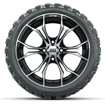 GTW Spyder Machined/Black 15 in Wheels with 23 in Nomad All Terrain Tires - Set