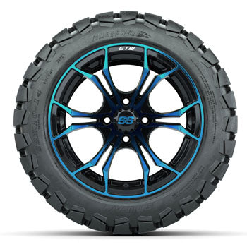 GTW Blue/Black Spyder 14 in Wheels with 22x10-14 Timberwolf All-Terrain Tires