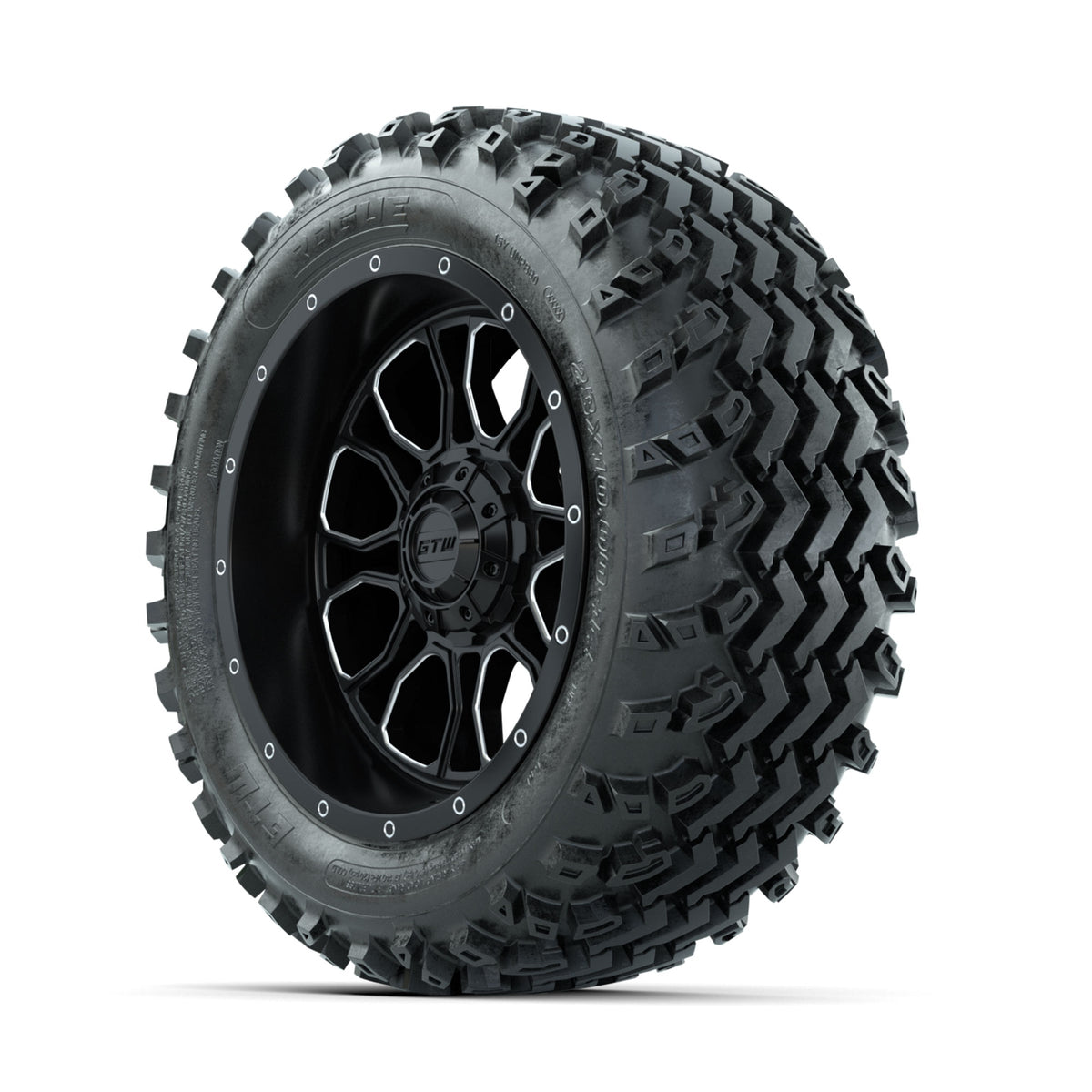 GTW Volt Machined/Black 14 in Wheels with 23x10.00-14 Rogue All Terrain Tires
