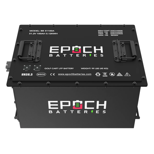 Epoch 48V 100AH Lithium (LifePO4) Golf Cart Battery - Complete Kit - Club Car