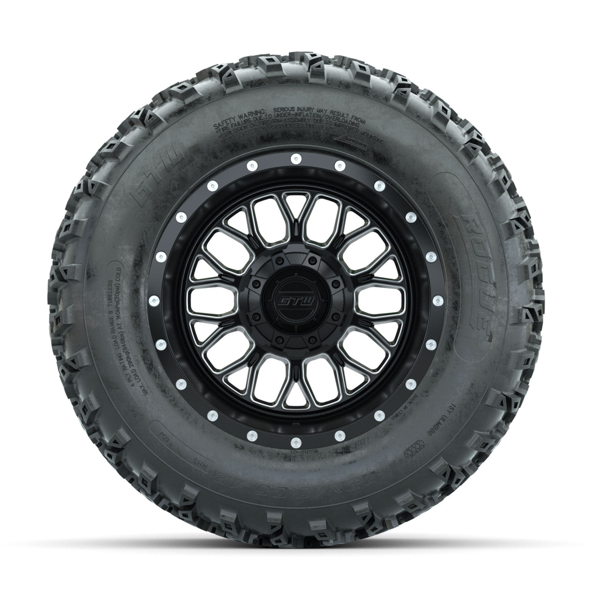 GTW Helix Machined/Black 12 in Wheels with 23x10.00-12 Rogue All Terrain Tires