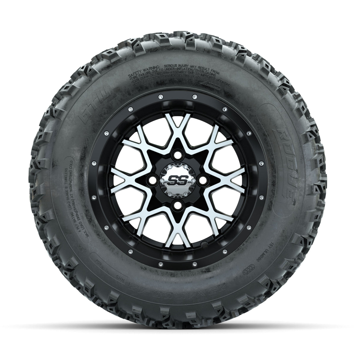 GTW Vortex Machined/Matte Black 12 in Wheels with 23x10.00-12 Rogue All Terrain