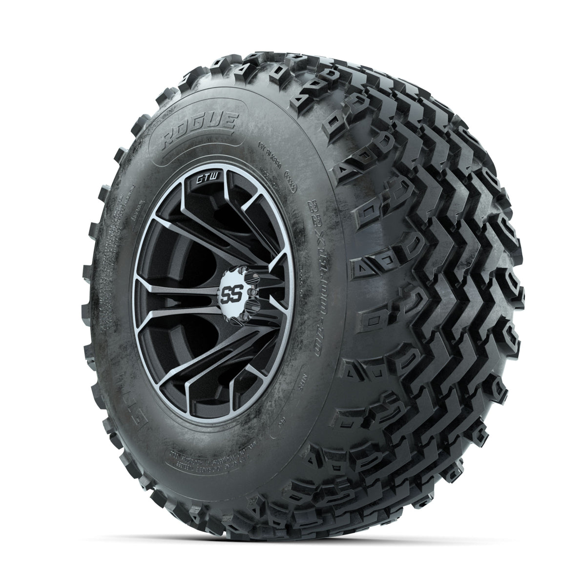 GTW Spyder Machined/Matte Grey 10 in Wheels with 22x11.00-10 Rogue All Terrain