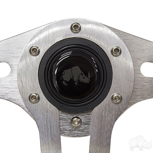 RHOX Golf Cart Steering Wheel -Challenger Black Grip/Brushed Aluminum Spokes