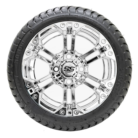 12" GTW Specter Chrome Wheels with 18" Mamba DOT Street Tires Set of 4