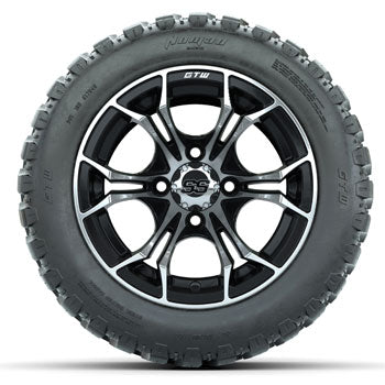 GTW Machined/Black Spyder 12 in Wheels with 20x10-R12 Nomad All-Terrain Tires