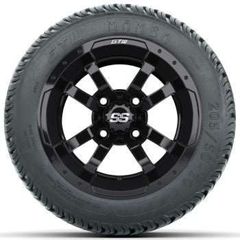 GTW Gloss Black Storm Trooper 10 in Wheels with 205/50-10 Mamba Street Tires
