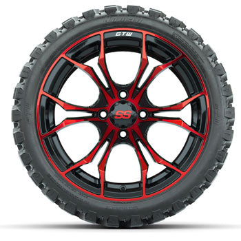 GTW Spyder Black/Red 15 in Wheels with 23 in Nomad All Terrain Tires - Set of 4