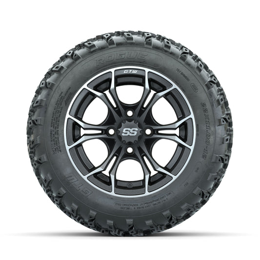 GTW Spyder Machined/Grey 12 in Wheels with 22x11.00-12 Rogue All Terrain Tires