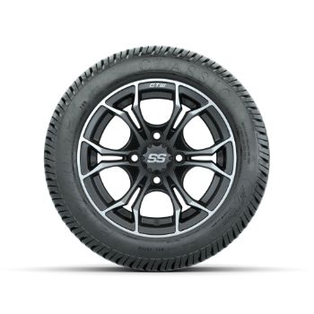GTW Matte Machined/Gray Spyder 12 in Wheels with 215/40-12 Excel Classic Street