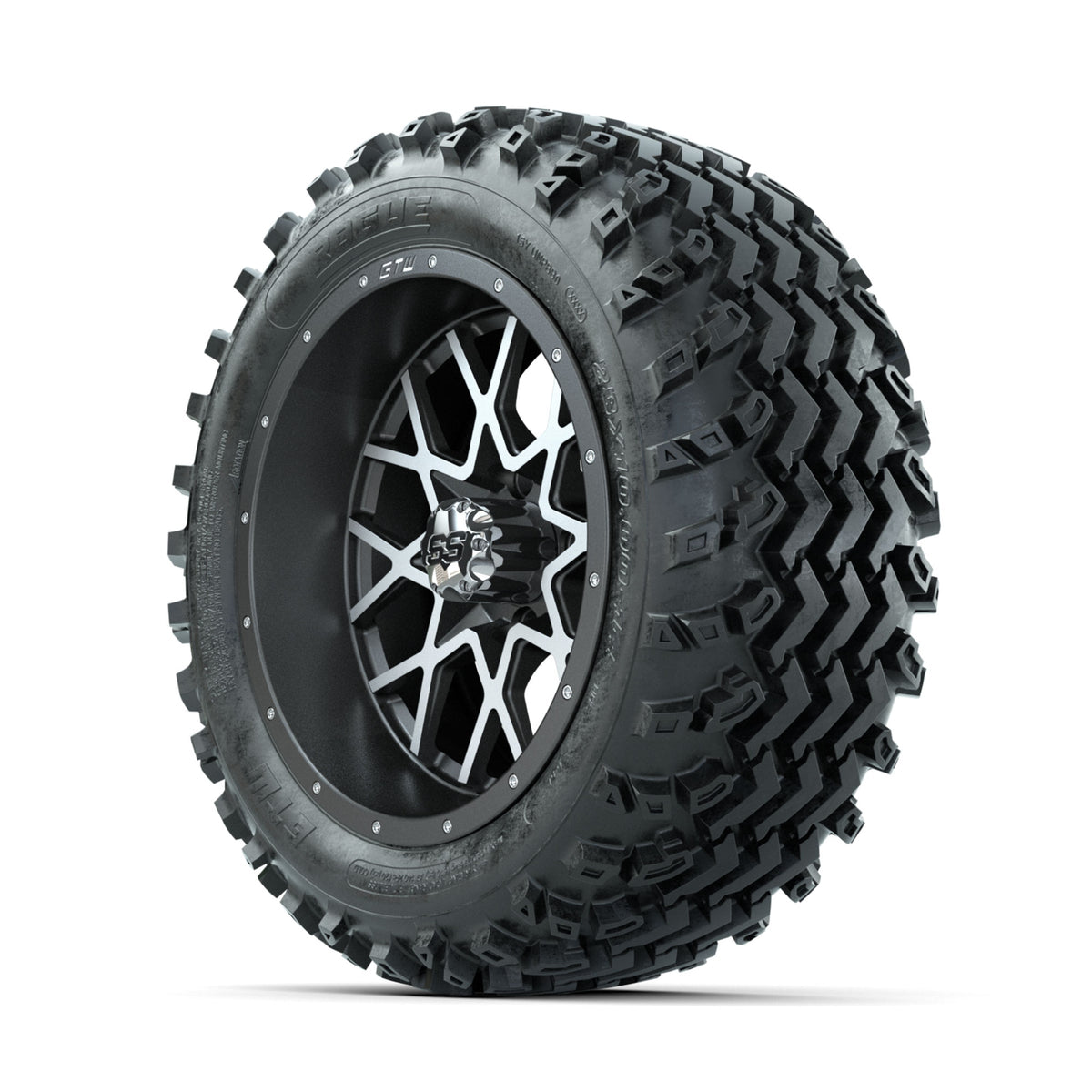 GTW Vortex Machined/Matte Grey 14 in Wheels with 23x10.00-14 Rogue All Terrain
