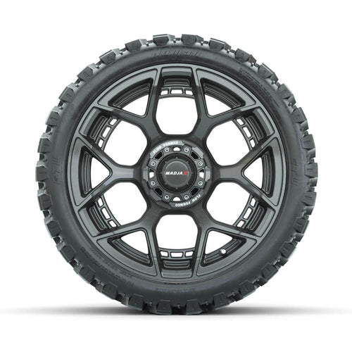 Set of (4) 15" Inch MadJax Flow Form Evolution Gunmetal Wheels with GTW Nomad
