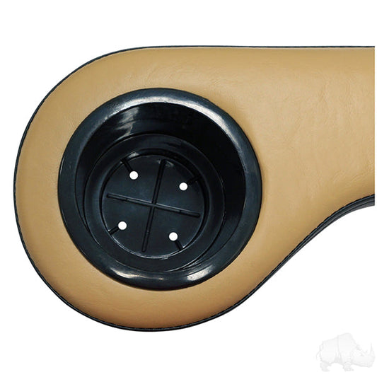RHOX Arm Rest with Cup Holder Set, Black and Tan