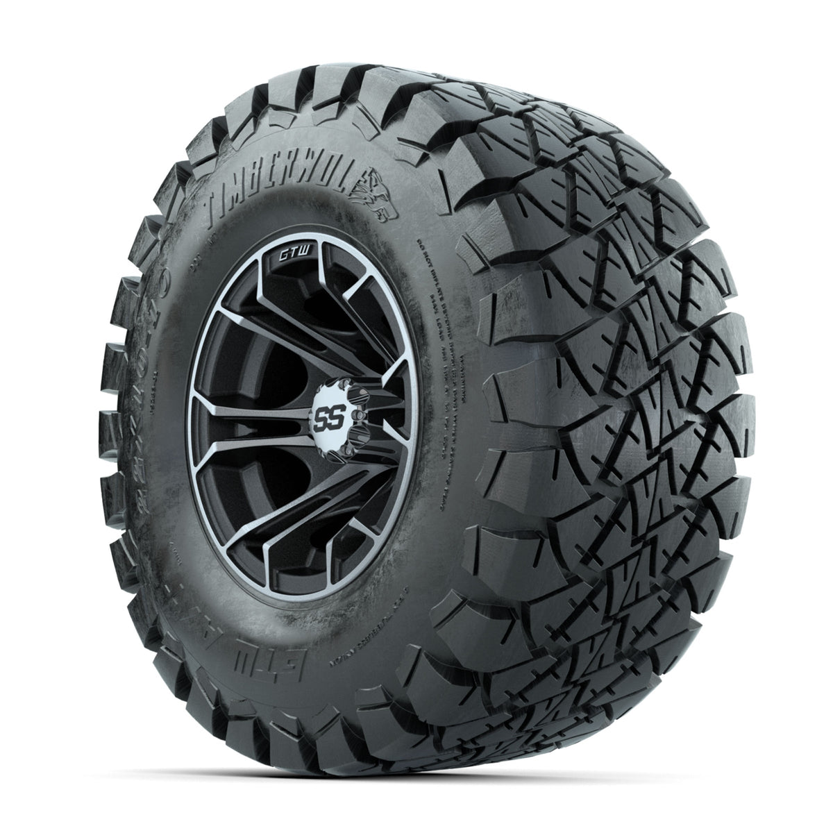 GTW Spyder Machined/Matte Grey 10 in Wheels with 22x10-10 Timberwolf All