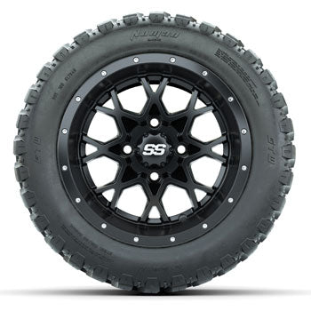 GTW Matte Black Vortex 12 in Wheels with 20x10-R12 Nomad All-Terrain Tires