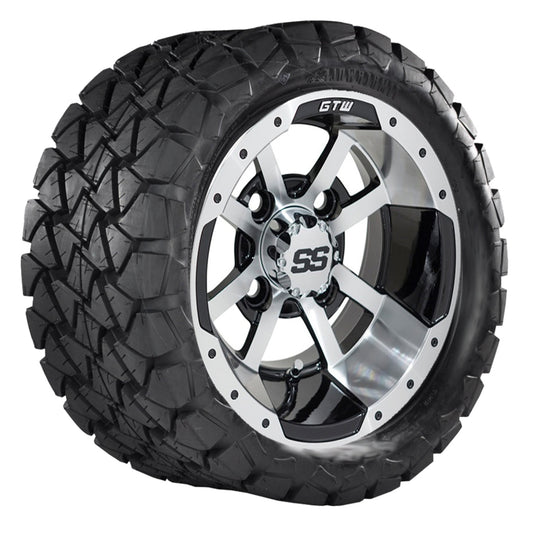 10" GTW Storm Trooper Black and Machined Wheels with 22" Timberwolf Mud Tires