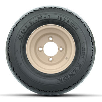 Beige Steel 8 in Wheels with 18 in Kenda Hole-N-1 Tires - Set of 4