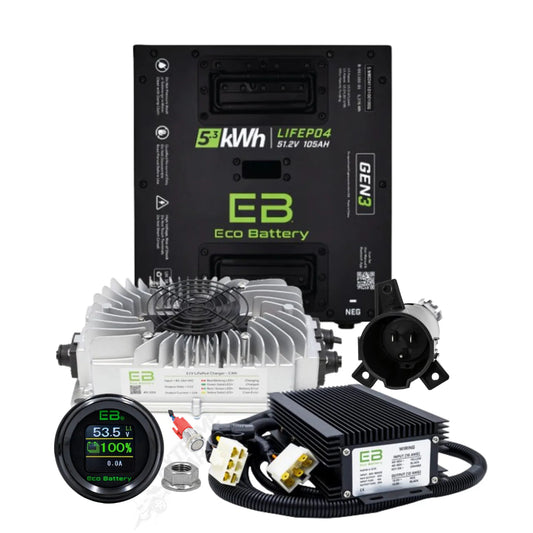 Eco Battery 48V 105Ah Gen3 Bundle Kit + 12V Converter for Club Car Carryall
