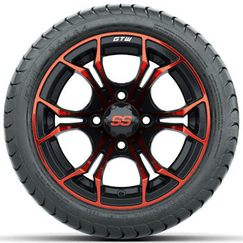 GTW Red/Black Spyder 12 in Wheels with 215/35-12 Mamba Street Tires - Set of 4