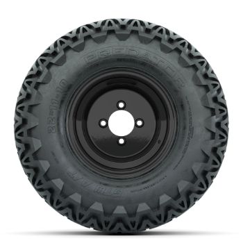 Black Steel Offset 10 in Wheels with 22x11-10 Predator All-Terrain Tires - Set