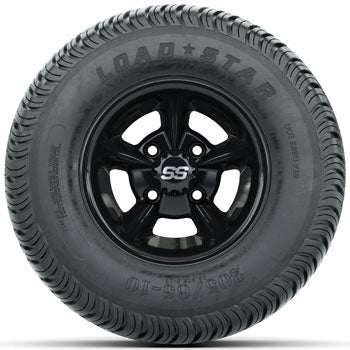 GTW Black Godfather 10 in Wheels with 205/65-10 Kenda Load Star Tires - Set of 4