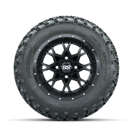 GTW Vortex Matte Black 12 in Wheels with 22x11.00-12 Rogue All Terrain Tires