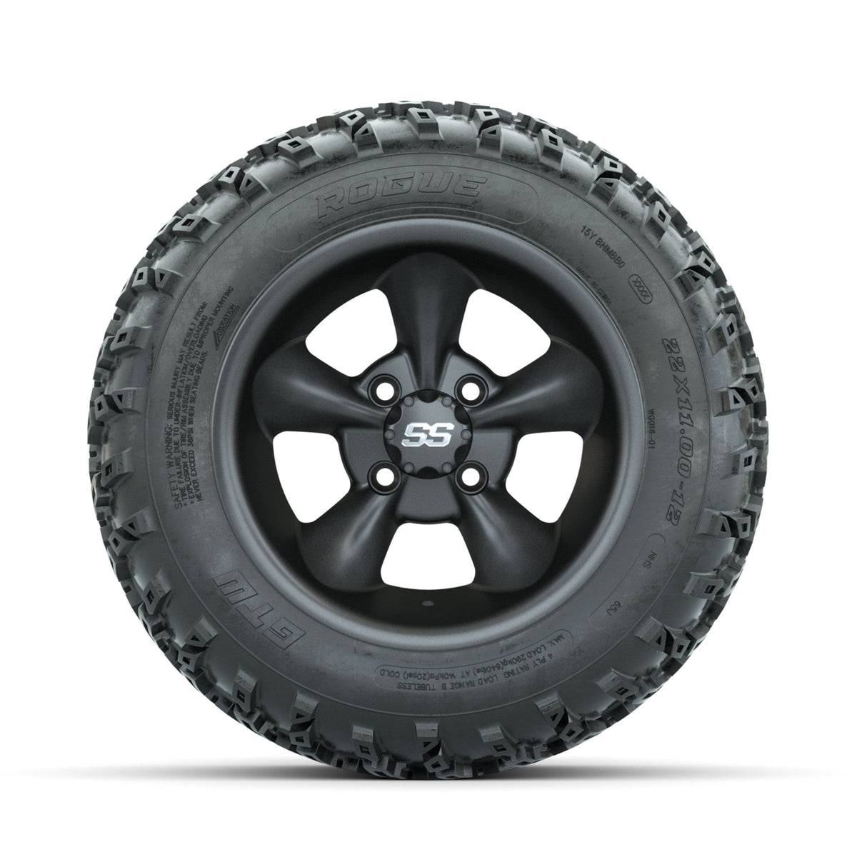 GTW Godfather Matte Grey 12 in Wheels with 22x11.00-12 Rogue All Terrain Tires