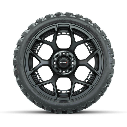 Set of (4) 15" Inch MadJax Flow Form Evolution Matte Black Wheels with GTW