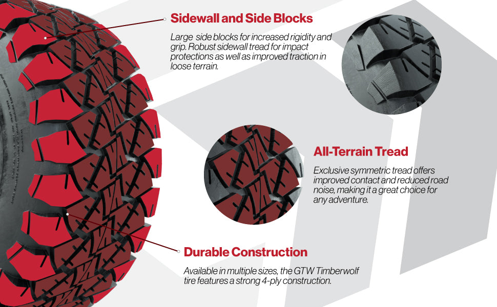 GTW¬Æ Timberwolf A/T Tire Side Profile, Showing Robust 4-Ply Nylon Construction