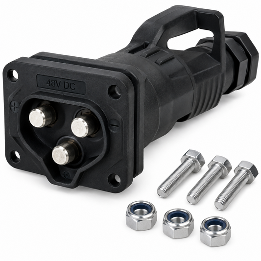 (48-Volt) DC Charger Plug W/3 Contacts, Nuts, Bolts