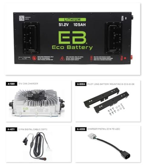 Eco Battery 48V 105Ah Skinny Lithium Bundle Kit with Charger & Optional 12V Converter